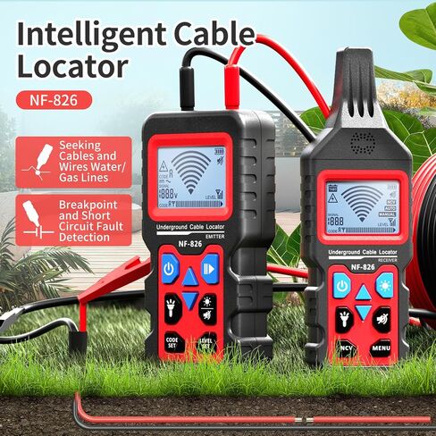 NF-826 Underground Wire Locator, AC/DC 12 to 400V (NVC) Rechargeable 3-4 Feet Deepth Underground Cable Locator, Wall Pipeline Buried Wire Detector, Fuse, Switch, Short Circuit Breaker Cable Tracer in Saudi Arabia