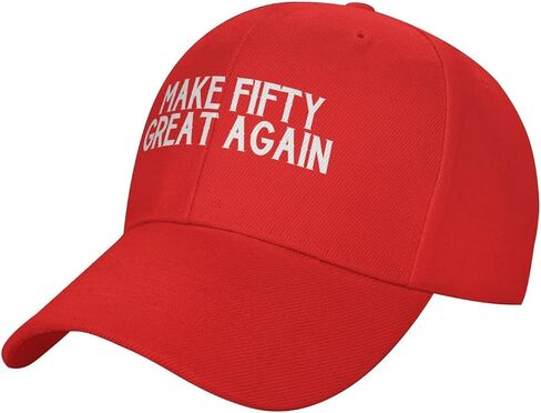 قبعة سائق الشاحنة الكلاسيكية الأصلية من Make Fifty Great Again للرجال والنساء، قبعة بيسبول منخفضة المظهر، قبعة الأب قابلة للتعديل، باللون الأسود in Saudi Arabia
