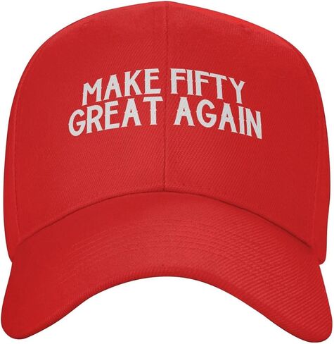 قبعة سائق الشاحنة الكلاسيكية الأصلية من Make Fifty Great Again للرجال والنساء، قبعة بيسبول منخفضة المظهر، قبعة الأب قابلة للتعديل، باللون الأسود in Saudi Arabia