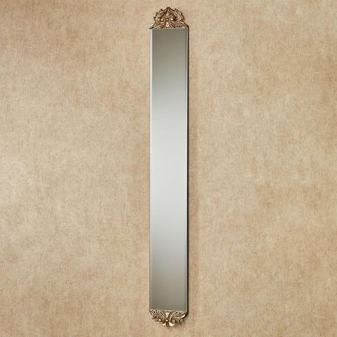 Touch of Class Belinda Slender Wall Mirror Panel with Floral and Leaf Motif - Aged Gold - Skinny Beveled Mirror for Bathroom, Bedroom, Hallway - Frameless - Tall in Saudi Arabia
