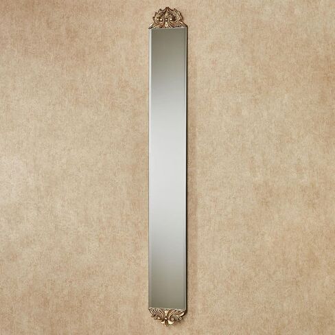 Touch of Class Belinda Slender Wall Mirror Panel with Floral and Leaf Motif - Aged Gold - Skinny Beveled Mirror for Bathroom, Bedroom, Hallway - Frameless - Tall in Saudi Arabia