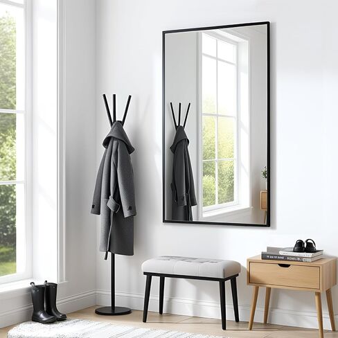 مرآة حمام مقاس 26 × 40 بوصة، مرآة بإطار أسود مقاس 26 بوصة × 40 بوصة، مرآة مستطيلة مثبتة على الحائط، مرآة زينة بإطار معدني للجدار مقاس 26 × 40، مرآة حديثة معلقة أفقيًا أو رأسيًا. in Kuwait