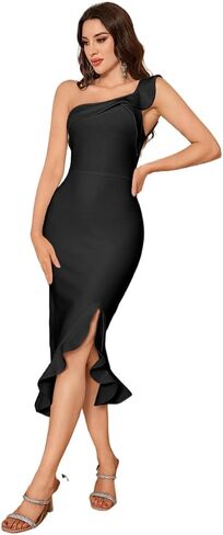 meilun Bandage Dresses Evening Wooden Earring One Shoulder White Dresses Banquet Party Wedding in Saudi Arabia