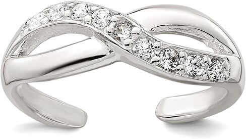 JewelryWeb 16.8mm 925 فضة مصقول زركون إنفينيتي قابل للتعديل خاتم اصبع القدم للنساء in Saudi Arabia