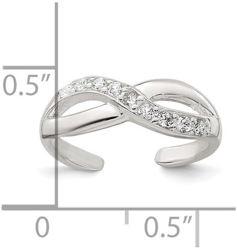 JewelryWeb 16.8mm 925 فضة مصقول زركون إنفينيتي قابل للتعديل خاتم اصبع القدم للنساء in Saudi Arabia