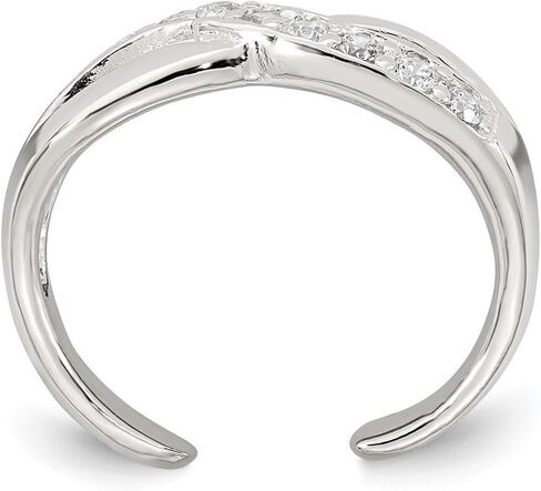 JewelryWeb 16.8mm 925 فضة مصقول زركون إنفينيتي قابل للتعديل خاتم اصبع القدم للنساء in Saudi Arabia