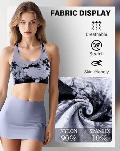 Coume 3 حزم حمالات صدر رياضية للنساء Racerback Tie Dye حمالات صدر عالية الدعم مبطنة للتمارين الرياضية واليوجا والجري وصالة الألعاب الرياضية in Saudi Arabia