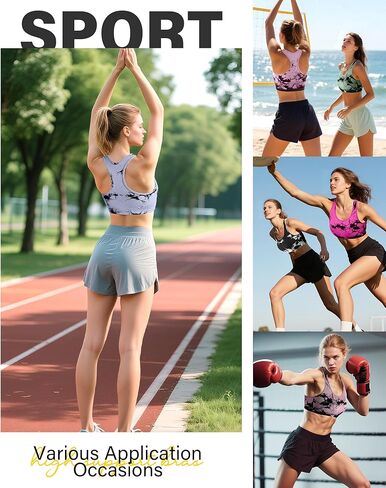 Coume 3 حزم حمالات صدر رياضية للنساء Racerback Tie Dye حمالات صدر عالية الدعم مبطنة للتمارين الرياضية واليوجا والجري وصالة الألعاب الرياضية in Saudi Arabia