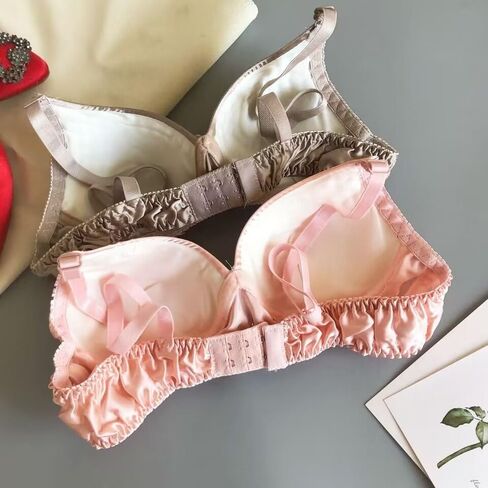 100% Mulberry Silk Bra Double-Sided Satin Silk Smooth Sports Wedding Bralettes Wireless Support Push Up Bras Sleep Lingerie in Saudi Arabia