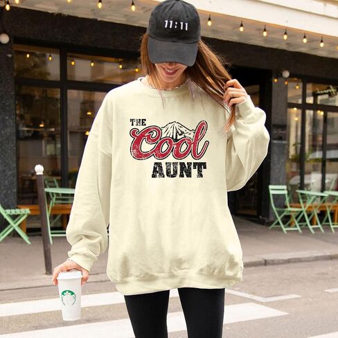 سويت شيرت نسائي كبير الحجم من Cool Aunt بلوزات ذات رقبة دائرية وأكمام طويلة وقمصان لهدايا العمة بلوفر in Kuwait