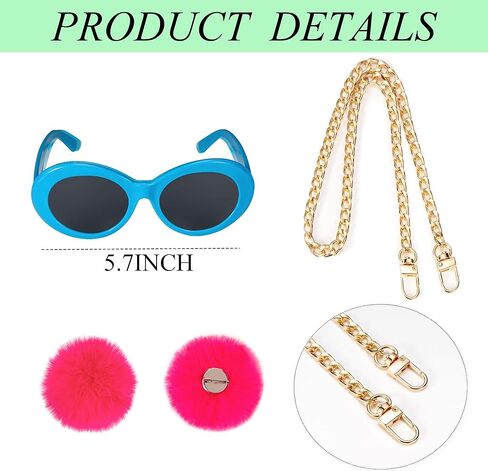 5 Pack Halloween Costume Accessories Adult Stripe Tie Sunglasses Green Gloves Pom Pom Brooch Chain Women Cosplay Party in Saudi Arabia
