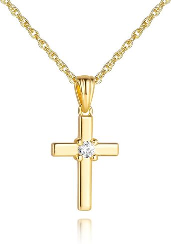 RAYSAM Cross Necklace for Women 14K Gold Cross Necklaces for Women Gold Crosses Chain Necklace for Womens Soft Curves with Elegant Shinning Crosses Chain Pendant Necklaces for Womens 20mm in Saudi Arabia