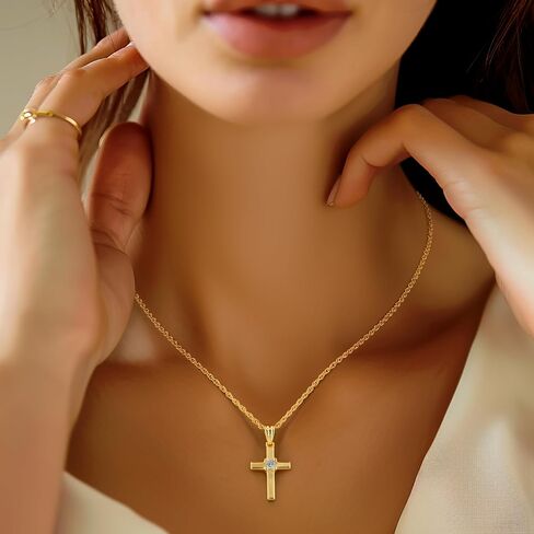RAYSAM Cross Necklace for Women 14K Gold Cross Necklaces for Women Gold Crosses Chain Necklace for Womens Soft Curves with Elegant Shinning Crosses Chain Pendant Necklaces for Womens 20mm in Saudi Arabia