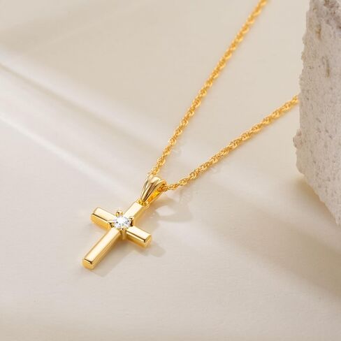 RAYSAM Cross Necklace for Women 14K Gold Cross Necklaces for Women Gold Crosses Chain Necklace for Womens Soft Curves with Elegant Shinning Crosses Chain Pendant Necklaces for Womens 20mm in Saudi Arabia
