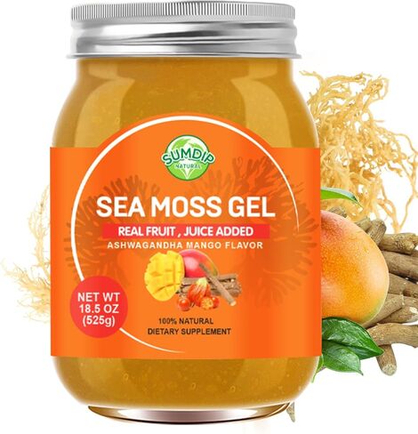 Sea Moss Gel 16 in 1 - Irish Sea MossGel 18.5OZ with Wildcrafted SeamossGel, Black Seed Oil, Burdock Root, Ashwagandha, Bladderwrack - Rich in Vitamins & Minerals - Non-GMO & Natural in Kuwait