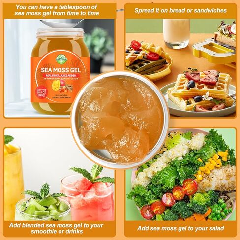 Sea Moss Gel 16 in 1 - Irish Sea MossGel 18.5OZ with Wildcrafted SeamossGel, Black Seed Oil, Burdock Root, Ashwagandha, Bladderwrack - Rich in Vitamins & Minerals - Non-GMO & Natural in Kuwait
