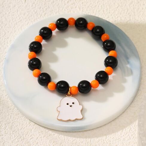 ONLYJUMP 2Pcs Halloween Ghost Heart Bead Bracelet Set for Women Men Cute Love Heart Couple Matching Bracelet Adjustable Lover Friend Friendship Jewelry Gift in Saudi Arabia
