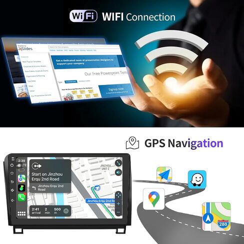 Car Radio Stereo for Toyota Tundra 2007-2013 Sequoia 2008-2018 Radio Replacement with Apple Carplay Android Auto 10.1 inch IPS Touch Screen with Bluetooth WiFi DSP GPS Navigation FM/RDS Backup Camera in Saudi Arabia