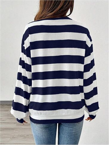 Milumia Women's Y2k Striped Sweatshirt Colorblock Long Sleeve Oversize Going Out Sweatshirts in Saudi Arabia