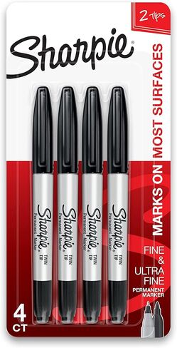 Sharpie 32175PP Twin Tip Permanent Marker,Fine/Ultra Fine Point,4/PK,Ast in Saudi Arabia