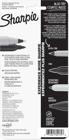 Sharpie 32175PP Twin Tip Permanent Marker,Fine/Ultra Fine Point,4/PK,Ast in Saudi Arabia