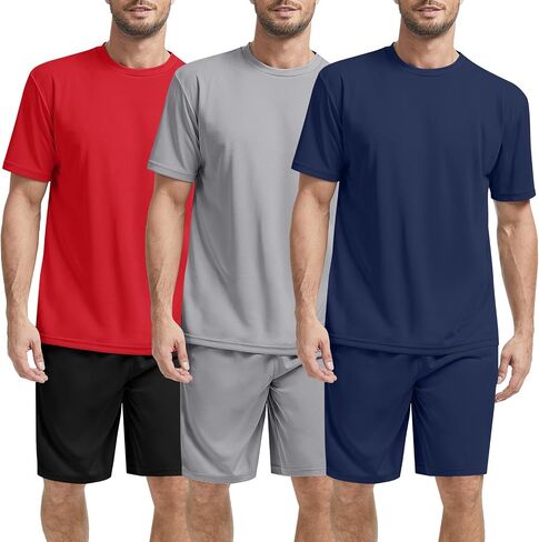 Janmercy 3 Pack Men's تمرين يضع شورتات رياضية قميص كرة السلة لكرة السلة التدريب على الجري. in Kuwait