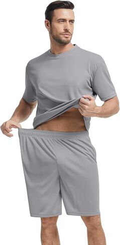 Janmercy 3 Pack Men's تمرين يضع شورتات رياضية قميص كرة السلة لكرة السلة التدريب على الجري. in Kuwait