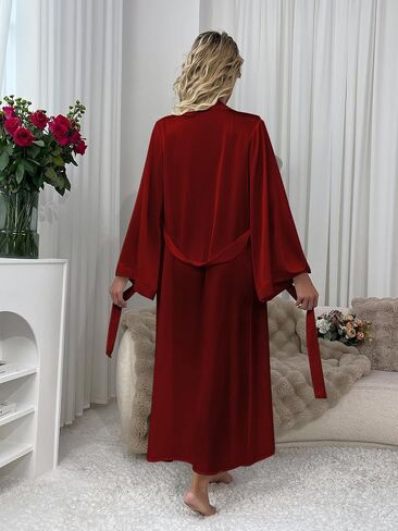 Long Robes for Women Satin White Robe Soft Lightweight Bathrobe, Elegant Sleepwear for Bride & Everyday Lounge in Saudi Arabia
