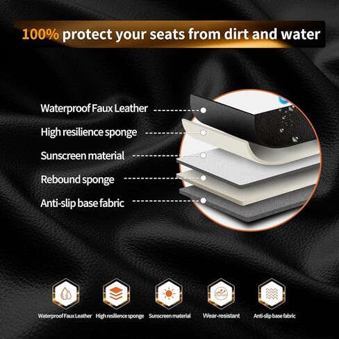 أغطية مقاعد السيارة Fit Escape متوافقة مع Ford Escape 2001-2023 2024 2025. تغطية كاملة من الجلد المقاوم للماء، واقي وسادة المقعد لجميع الأحوال الجوية - سهل التركيب (مجموعة كاملة من 5 مقاعد، أسود) in Kuwait