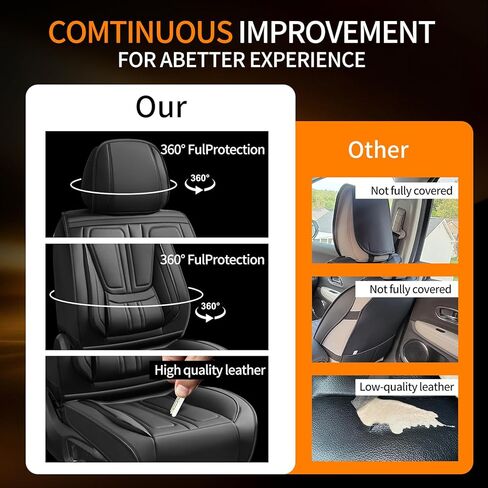 أغطية مقاعد السيارة Fit Escape متوافقة مع Ford Escape 2001-2023 2024 2025. تغطية كاملة من الجلد المقاوم للماء، واقي وسادة المقعد لجميع الأحوال الجوية - سهل التركيب (مجموعة كاملة من 5 مقاعد، أسود) in Kuwait