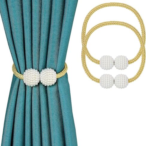 2 Pack Magnetic Curtain Tiebacks Strong Hold Drapery Holdbacks with Decorative Ball Design Living Room Bedroom Office Window in Saudi Arabia