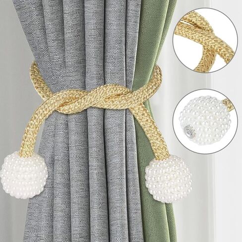 2 Pack Magnetic Curtain Tiebacks Strong Hold Drapery Holdbacks with Decorative Ball Design Living Room Bedroom Office Window in Saudi Arabia