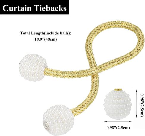 2 Pack Magnetic Curtain Tiebacks Strong Hold Drapery Holdbacks with Decorative Ball Design Living Room Bedroom Office Window in Saudi Arabia