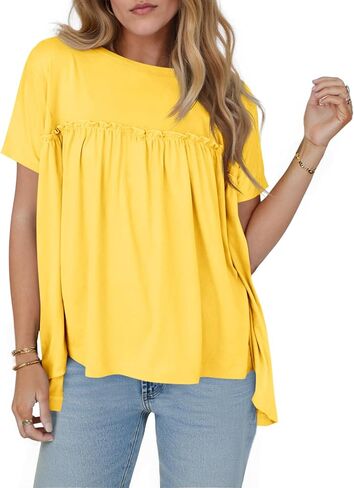 جرس Cicy Bell Women Summer Babydoll قمم مطوية in Saudi Arabia