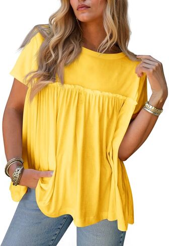 جرس Cicy Bell Women Summer Babydoll قمم مطوية in Saudi Arabia