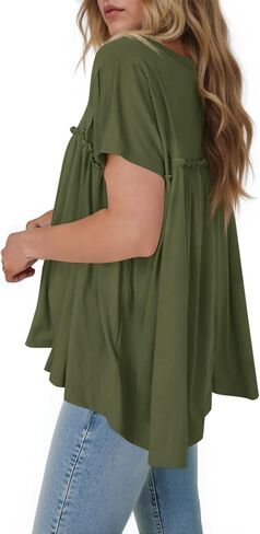 جرس Cicy Bell Women Summer Babydoll قمم مطوية in Kuwait