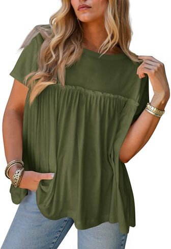 جرس Cicy Bell Women Summer Babydoll قمم مطوية in Kuwait