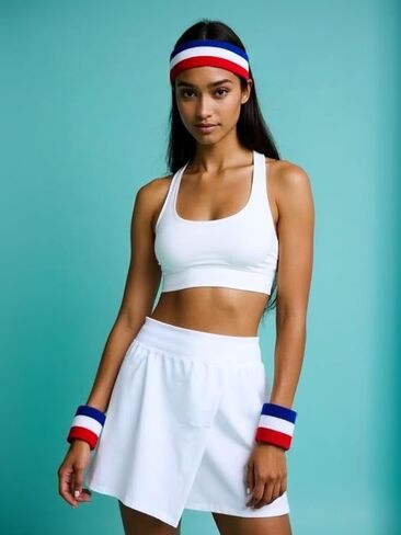 مجموعة عصابة رأس مخططة، 2 سوار معصم و1 عصابة رأس، أربطة رياضية ماصة للرطوبة للرياضة، للرجال والنساء، أربطة رياضية لكرة السلة، التنس، التمرينات in Kuwait