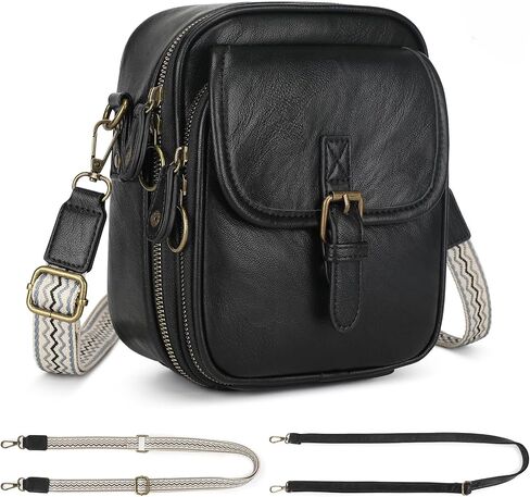 Crossbody Bags for Women, Travel Purses with Card Slots, Soft Vegan Leather Small Messenger Shoulder Bag with 2 Straps in Kuwait