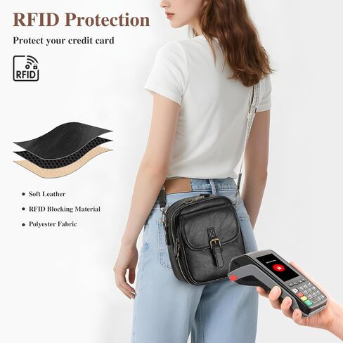 Crossbody Bags for Women, Travel Purses with Card Slots, Soft Vegan Leather Small Messenger Shoulder Bag with 2 Straps in Kuwait