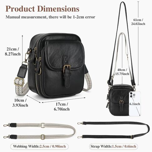 Crossbody Bags for Women, Travel Purses with Card Slots, Soft Vegan Leather Small Messenger Shoulder Bag with 2 Straps in Kuwait