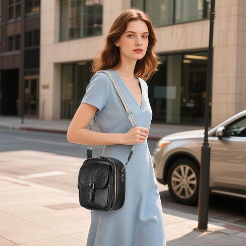 Crossbody Bags for Women, Travel Purses with Card Slots, Soft Vegan Leather Small Messenger Shoulder Bag with 2 Straps in Kuwait