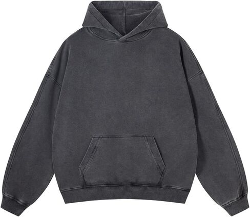 Mens Vintage Oversized Hoodie Acid Wash Heavyweight Cotton Sweatshirt Unisex Couples Women Baggy Pullover Hoodie in Saudi Arabia