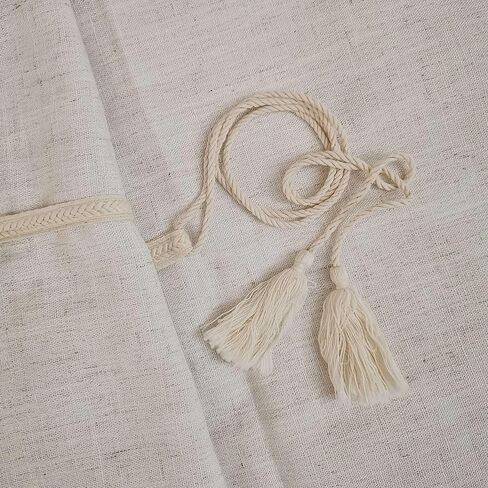 Japanese Noren Curtain, Linen Doorway Tapestry with Tie-Backs, Natural Beige Rod Pocket Door Curtain, Room Divider Tapestry (33x47''-85x120cm) in Saudi Arabia