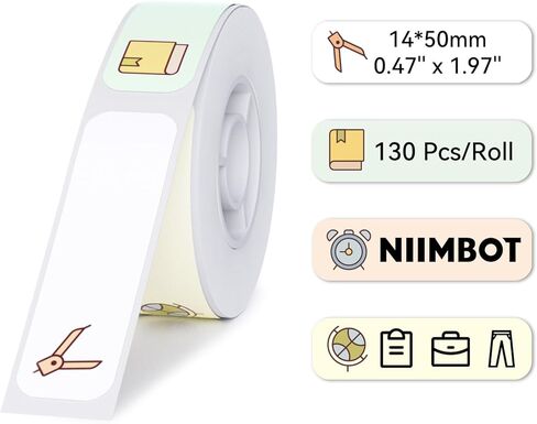 NIIMBOT Labels for D11/D110/D101 Label Maker, Waterproof, Oil-Proof Sticker Labels for JADENS D110&D11 Label Maker, Refill Label Paper 0.55'' x 1.57''(14x40mm), 1 Roll of 160 (CuteProne) in Kuwait