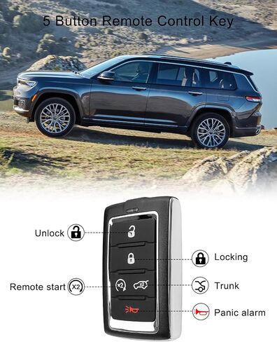 استبدال مفتاح Fob عن بعد مناسب لسيارة Jeep Grand Cherokee L Wagoneer 2021 2022 2023، 433MH للتحكم عن بعد للدخول بدون مفتاح استبدال 68469565، 68377534 FCC ID: M3NWXF0B1 in Saudi Arabia