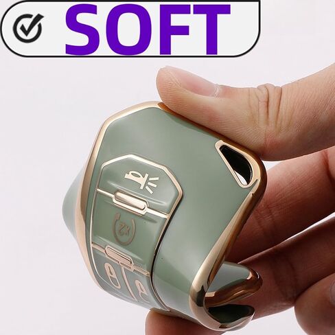 Compatible with Jeep Key Fob Cover,Leather Keychain Soft TPU Protection Key Case for 2018 2019 2020 2021 2022 2023 Jeep Wrangler Gladiator JL JLU Rubicon 4 Buttons Smart Key,A Green in Saudi Arabia
