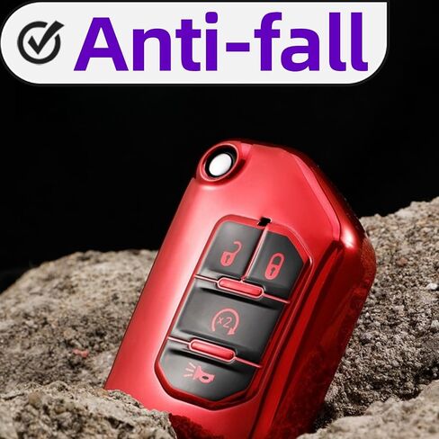 Compatible with Jeep Key Fob Cover,Leather Keychain Soft TPU Protection Key Case for 2018 2019 2020 2021 2022 2023 Jeep Wrangler Gladiator JL JLU Rubicon 4 Buttons Smart Key,A Green in Saudi Arabia