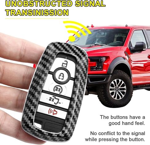 غطاء حافظة سلسلة مفاتيح من ألياف الكربون متوافق مع Ford Mustang Explorer Fusion Edge Expedition Bronco Ecosport Ranger F150 F250 F350 F450 F550 Raptor Accessories Key Shell حامل حلقة in Kuwait
