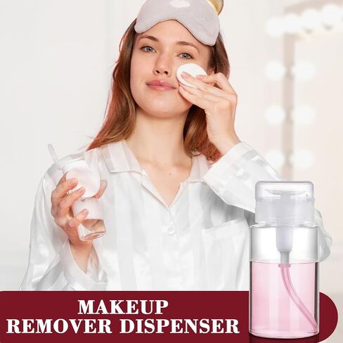 4 Pack Push Down Pump Dispenser 6.7oz/200ML & 80ML Empty Acetone Dispenser Push Top Alcohol Bottles Containers for Nail Polish Makeup Remover Water Facial Toner in Kuwait